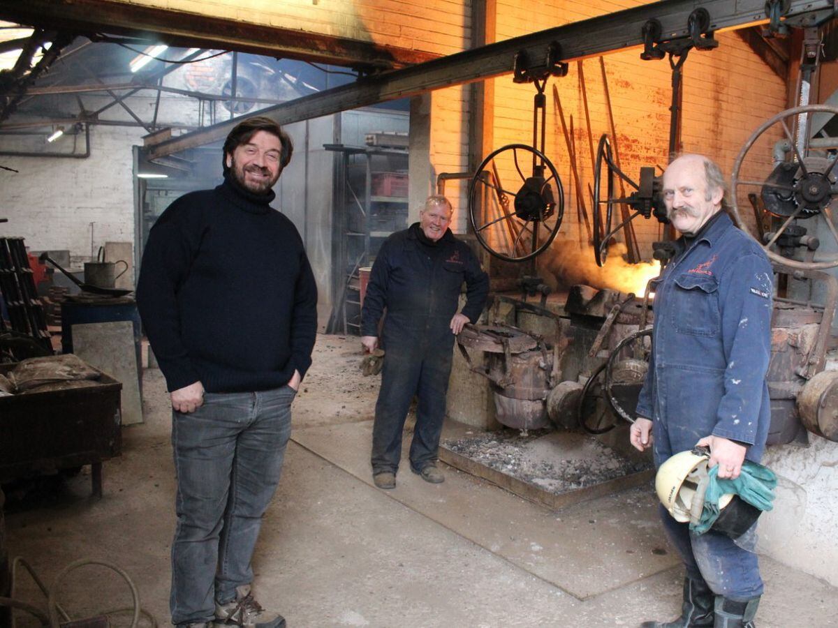 Nick Knowles and Dominic Grovesnor at the Jenner Street Foundry