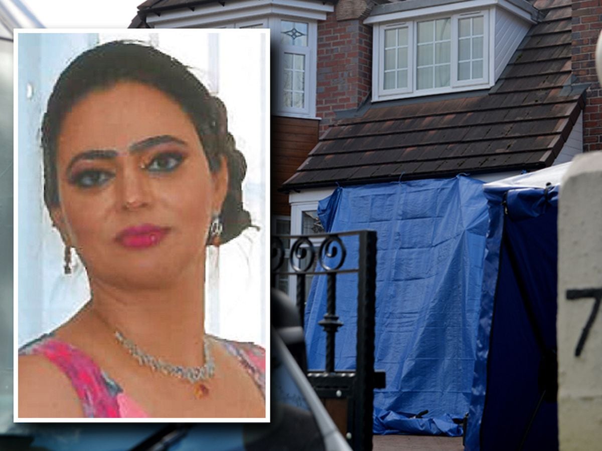 Sarbjit Kaur, inset, was found dead at the family home in Wolverhampton