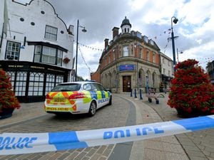 Police at the murder scene in Coventry Street, Stourbridge
