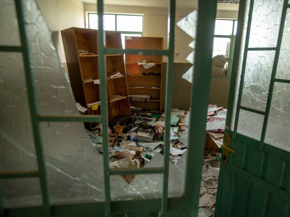 Equipment and files damaged and looted by Eritrean soldiers at a hospital in Hawzen, Ethiopia