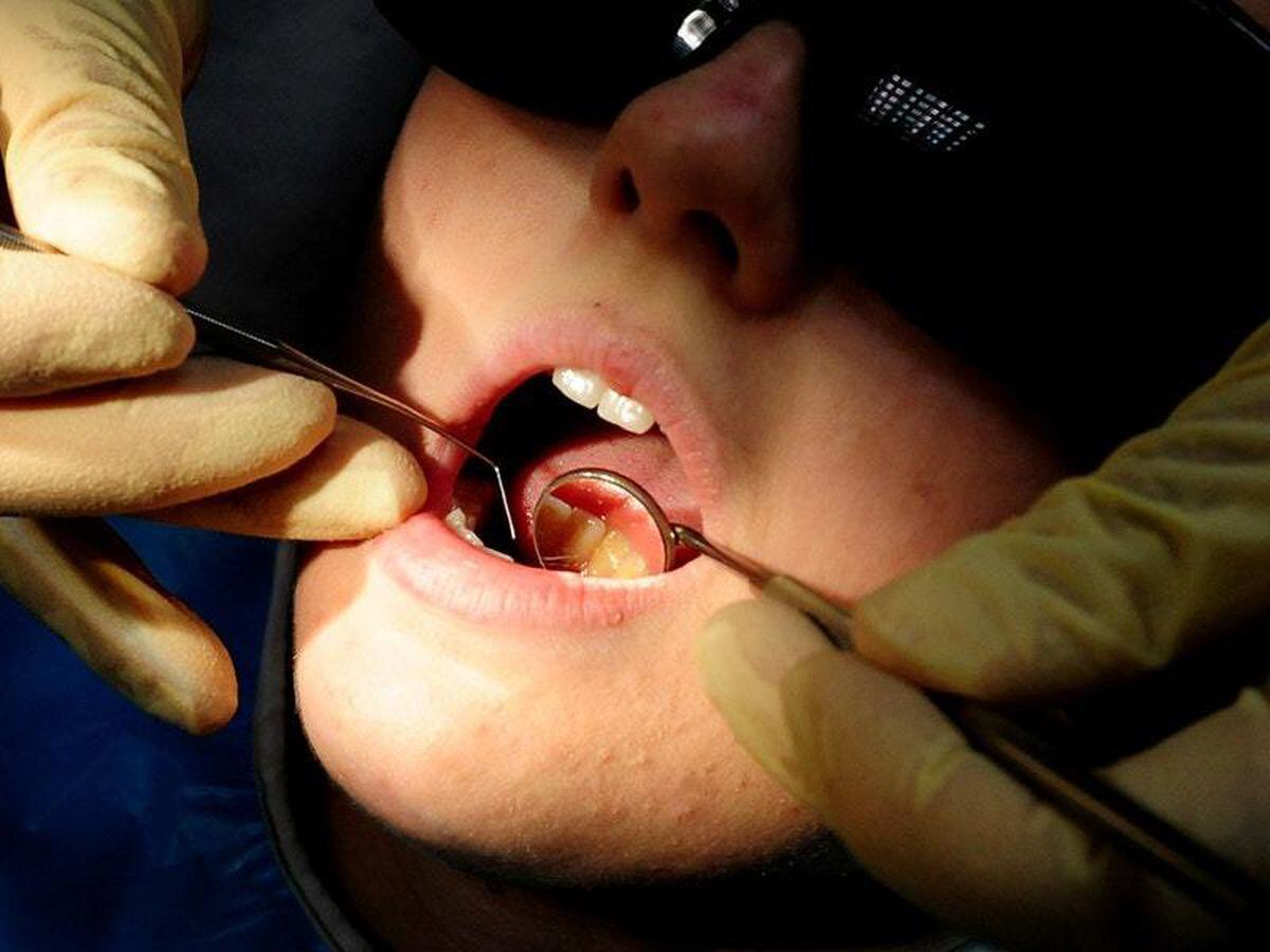 A child having a dental check-up