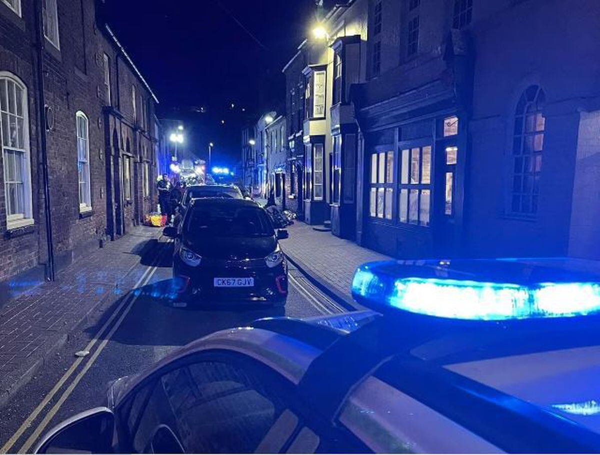 Emergency services at the scene on Tuesday night. Photo: Bridgnorth Police.