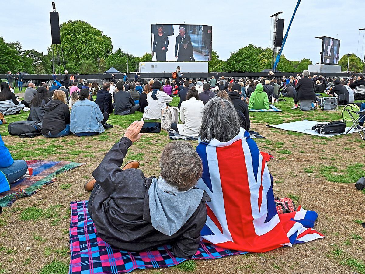 The funeral was shown on big screens in Hyde Park