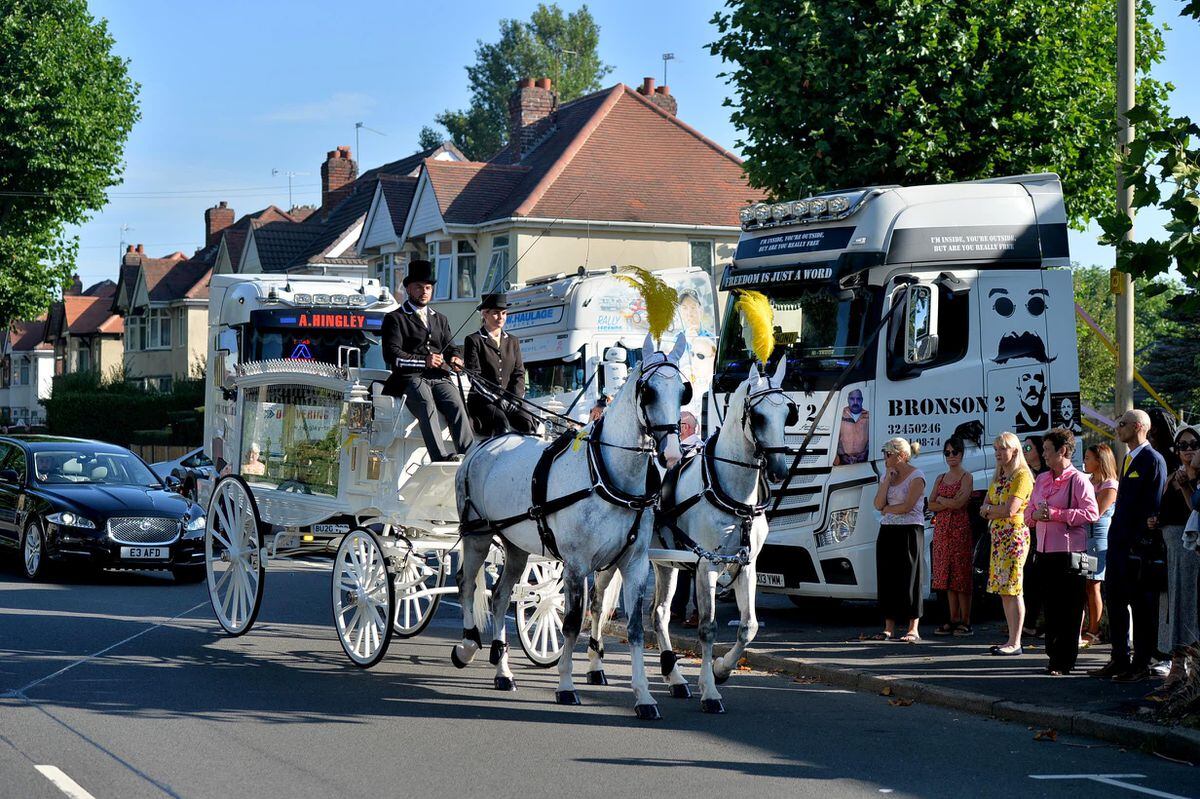 The convoy driving through the streets of Dudley