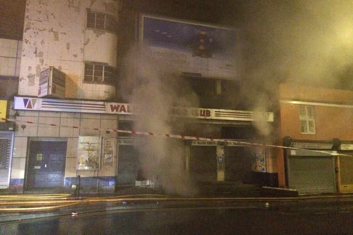 The fire at the former cinema in 2014 which was more recently known as Walkers Bingo Club