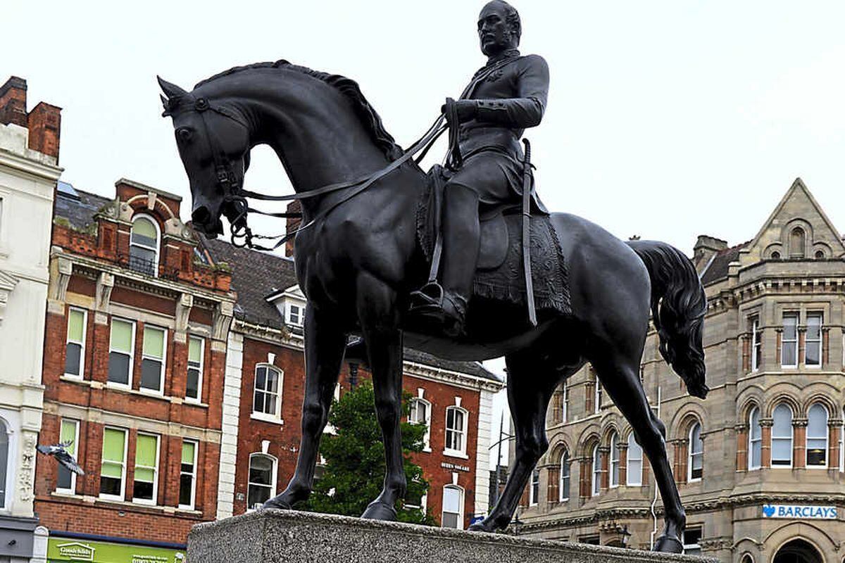 Wolverhampton's 'Man on the Oss' in Queen Square, where a memorial to Elizabeth II could go