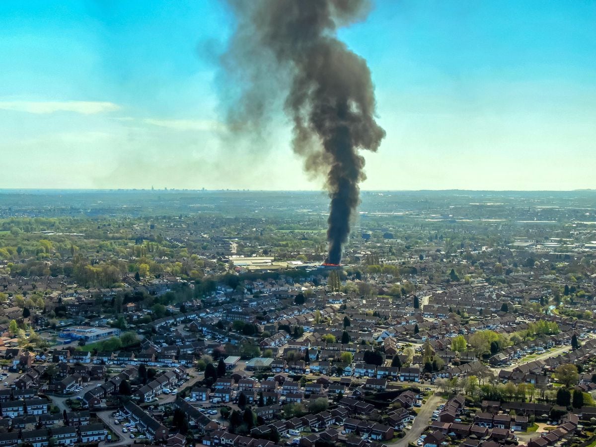 Aerial footage of the recycling fire in Willenhall. Photo: Paul Turner