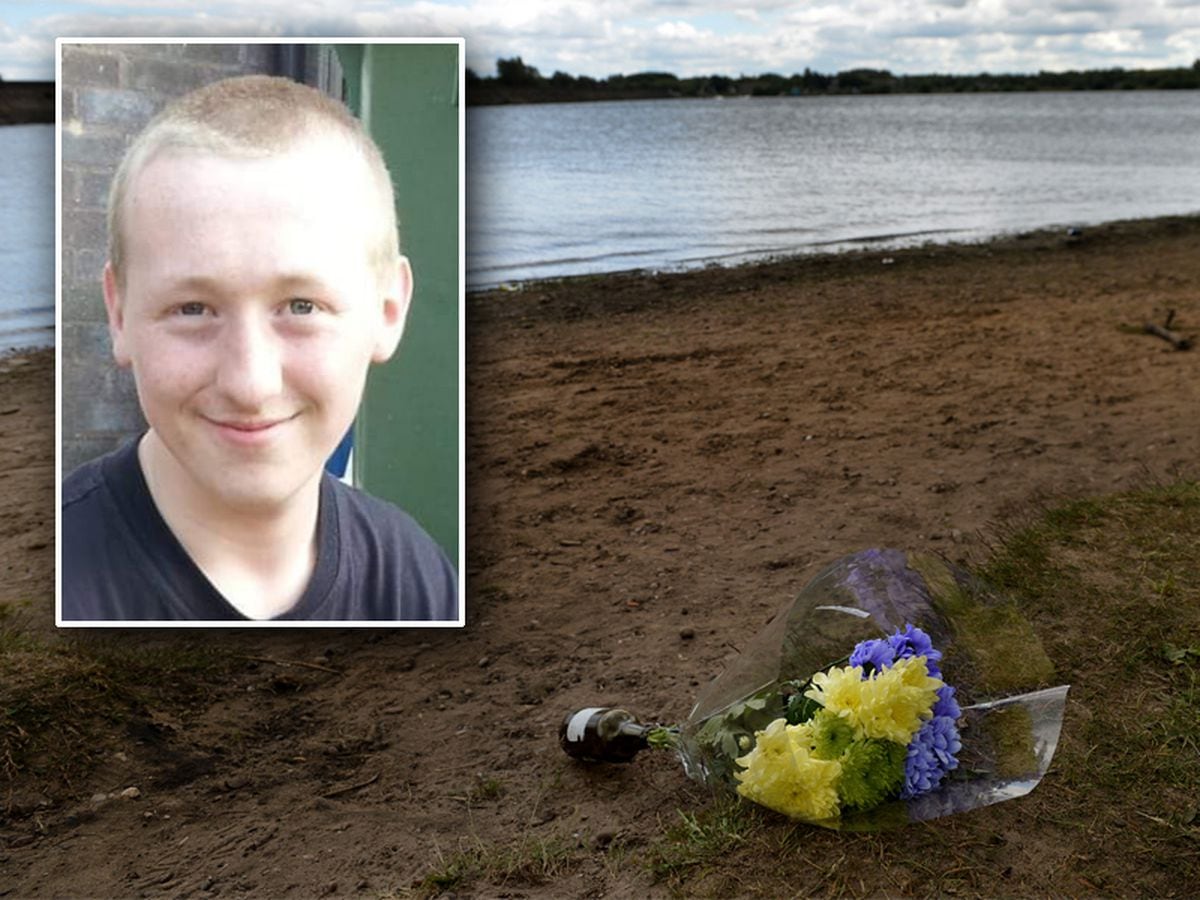 Carl Storer, 21, died after trying to rescue a young girl from Chasewater Reservoir as flowers were left at the scene