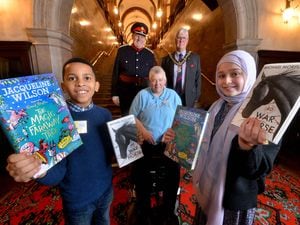 Awardees at the front are Henrique Pacheco, eight, from St Alban's C of E Primary Academy, Wednesfield, and Zainab Qayum, nine, from St Mark's C of E Primary School, Stoke On Trent. Pictured with them is Beverley Ricketts, district co-chair of Rotary 1210 District, Deputy Lord Lieutenant of Staffordshire Graham Morley and chairman of Staffordshire County Council Paul Snape