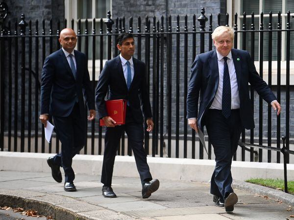 Sajid Javid, Rishi Sunak and Prime Minister Boris Johnson