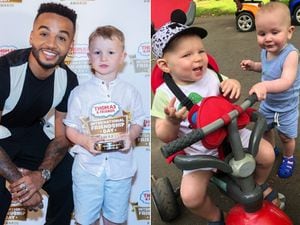 Left: Noah at the prize ceremony with Aston Merrygold from JLS. Right: Noah and Dylan - the best of friends.