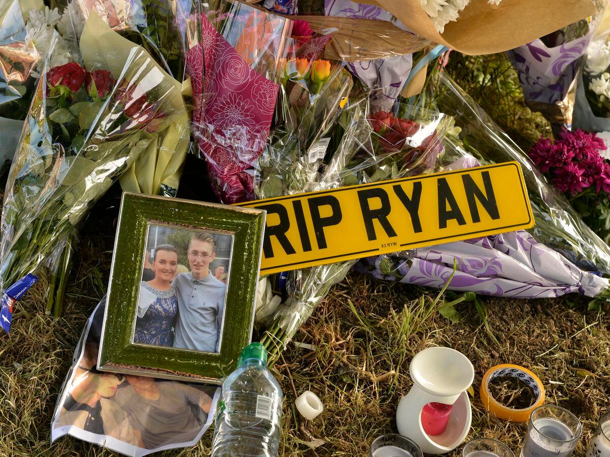Tributes laid at the scene following the fatal crash in Upper Gornal