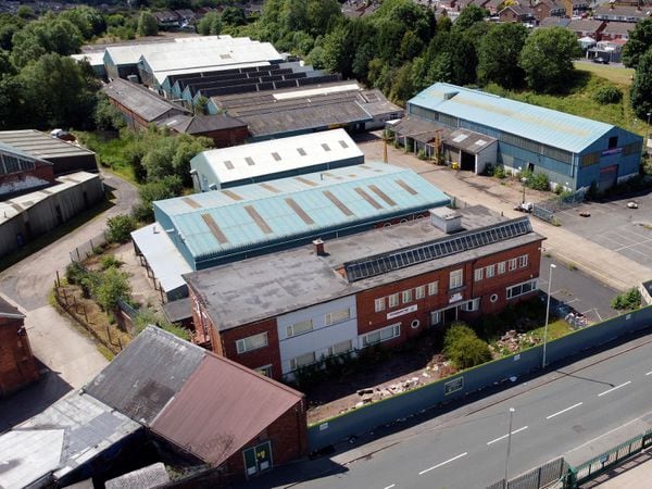 An aerial view of Marriott Road Industrial Estate, where 93 homes are set to be built
