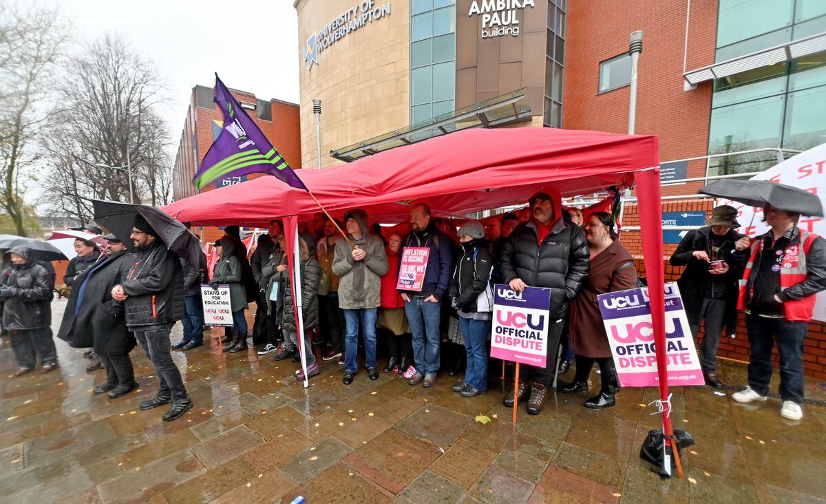 Wolverhampton University staff take strike action
