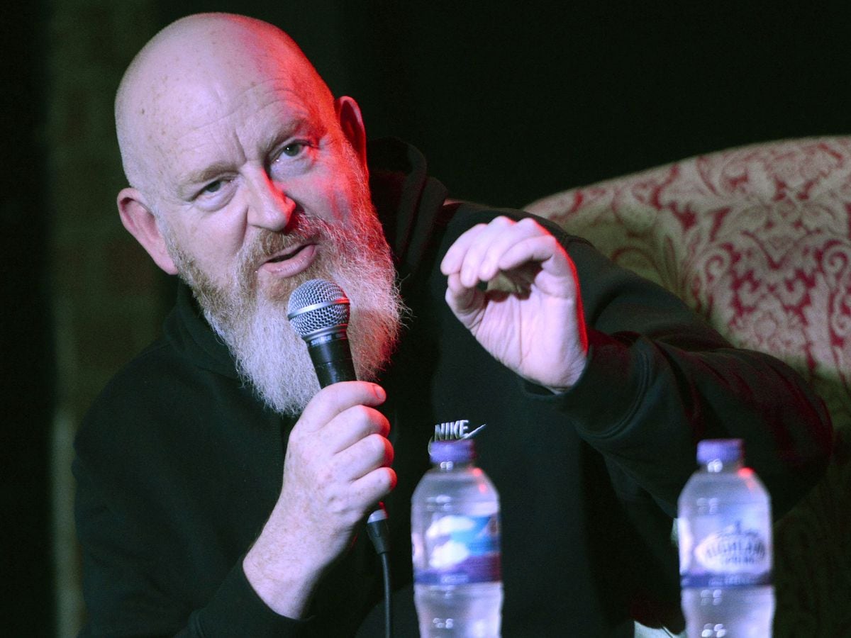 Scottish businessman and music industry executive Alan McGee talking at the The Slade Room as part of the Wolverhampton Literature Festival