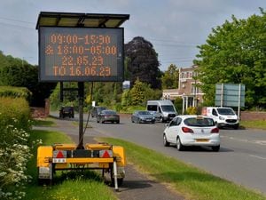 A sign at Himley warning of phased closures on the A449