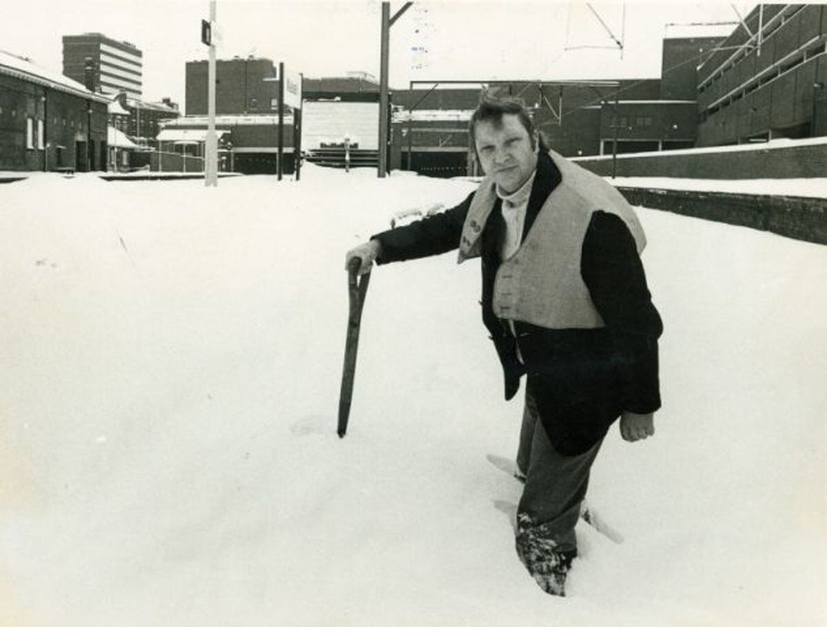British Rail trackman Gordon Gudgin searches for the line at Walsall Railway Station