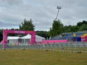 The start and finish area is full of colour as the stand has been set up