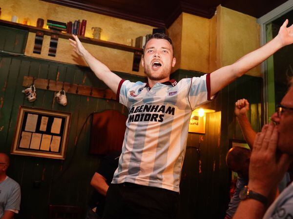 A West Ham fan celebrating