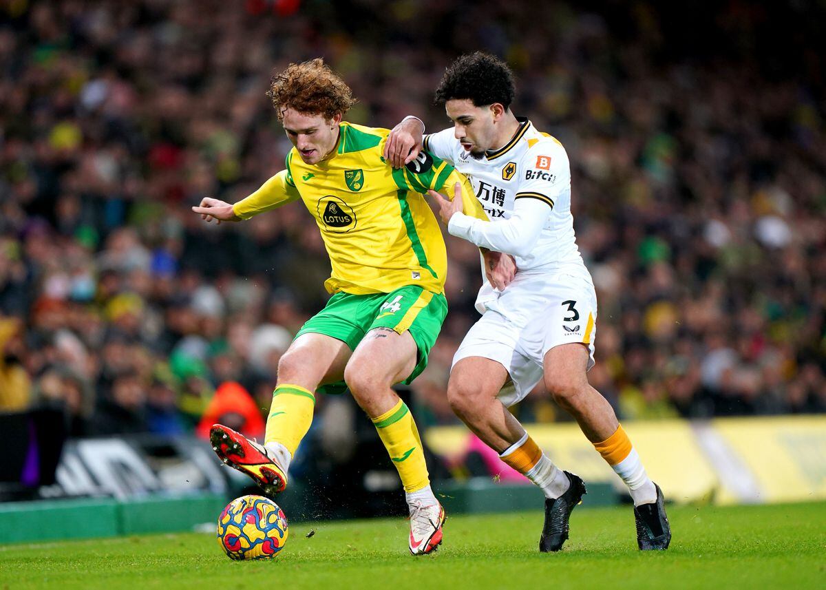 Norwich City's Josh Sargent (left) and Wolverhampton Wanderers' Rayan Ait-Nouri 