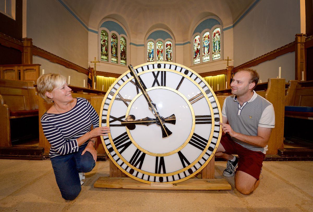 Judith Round, whose dad Les Billingham was the church warden at St Luke's and maintained the clock when it was installed there, and James Brookes, project manager.