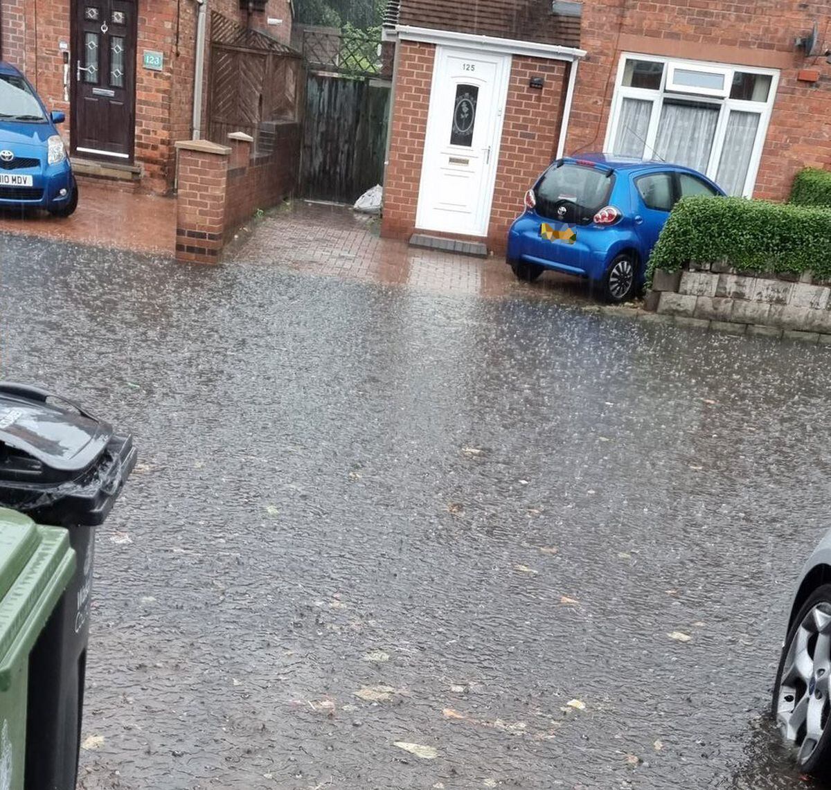 Flooding on Milton Street in Palfrey, Walsall. Photo: Jav Yonus