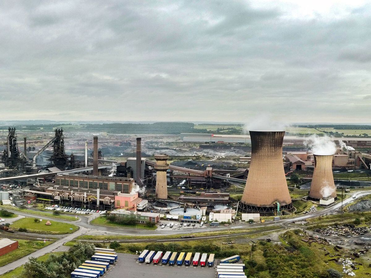 View of the British Steel Ltd steelworks in Scunthorpe