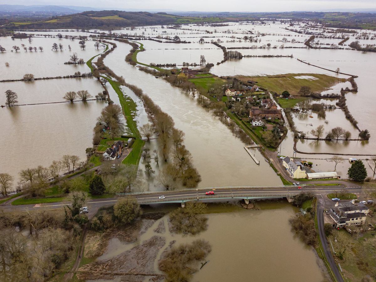 Flood-hit properties around the River Severn