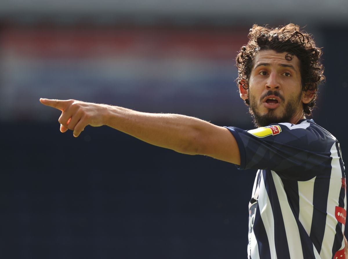 WEST BROMWICH, ENGLAND - JULY 14: Ahmed Hegazi of West Bromwich Albion during the Sky Bet Championship match between West Bromwich Albion and Fulham at The Hawthorns on July 14, 2020 in West Bromwich, England. Football Stadiums around Europe remain empty due to the Coronavirus Pandemic as Government social distancing laws prohibit fans inside venues resulting in all fixtures being played behind closed doors. (Photo by Matthew Ashton - AMA/Getty Images).