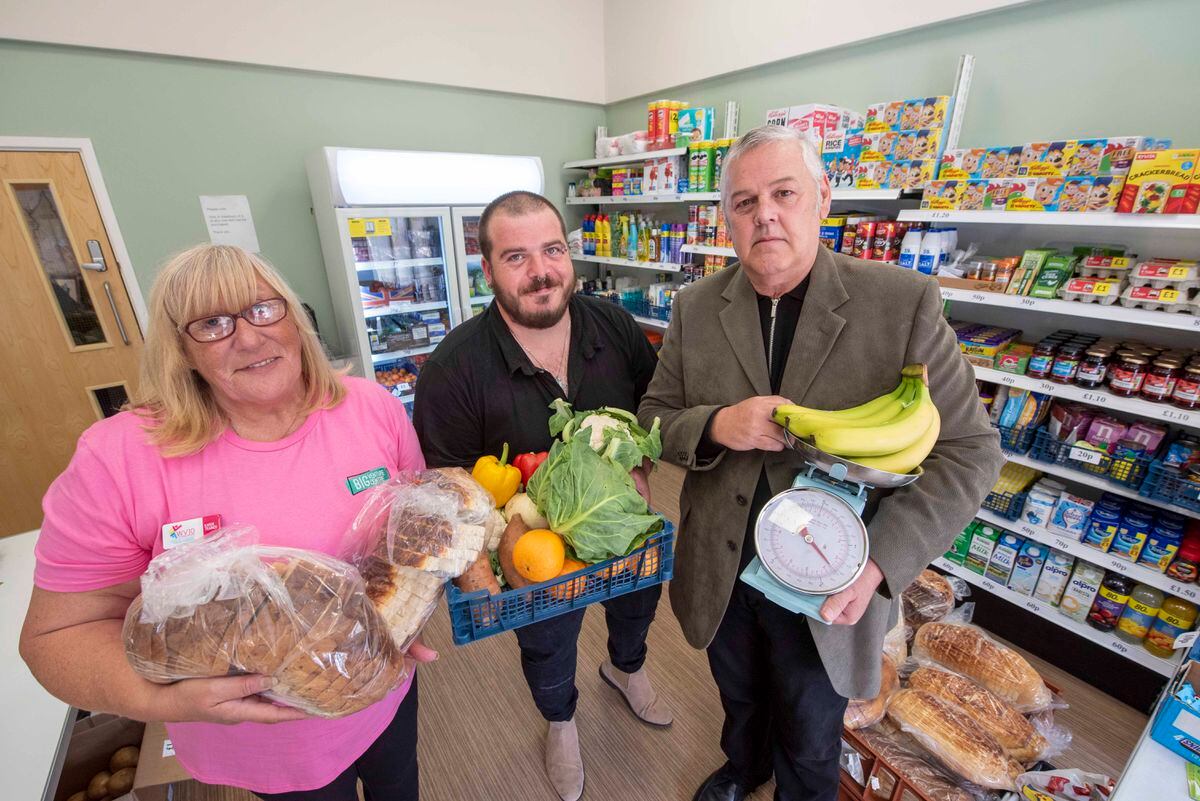 Karen Trainer, Big Venture cafe and shop founder; Craig Willams, volunteer and cafe/shop user and Councillor Ian Brookfield, leader of Wolverhampton Council