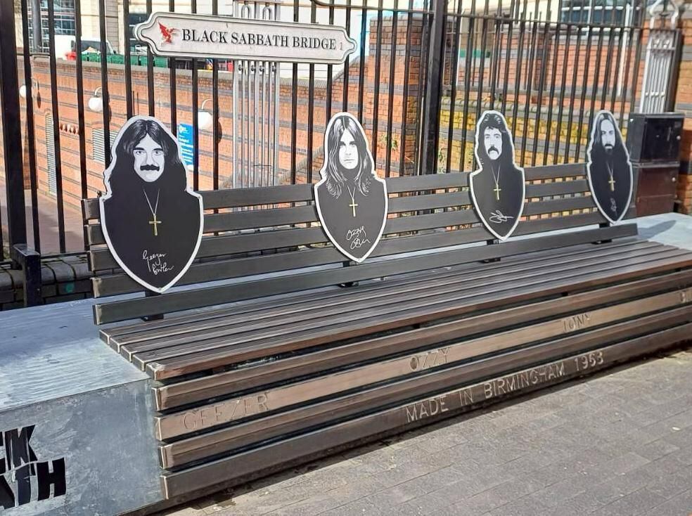 Watch as Black Sabbath bench returns to city centre following major refurb