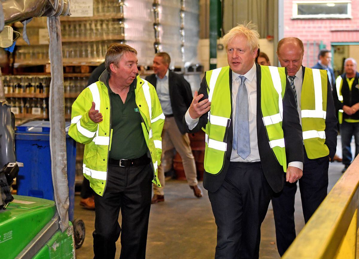Boris Johnson was given a tour of Holden's Brewery, Woodsetton, by Jonothan Holden