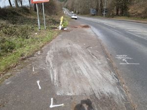 There was a visible sign of where the crash occurred on Saturday, with the pavement scratched