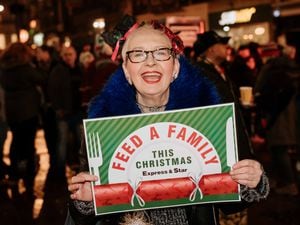 WOLVERHAMPTON COPYRIGHT EXPRESS & STAR JAMIE RICKETTS 23/11/2019 - Wolverhampton Christmas Lights Switch On 2019. In Picture L>R: Su Pollard with Feed a Family Campaign..