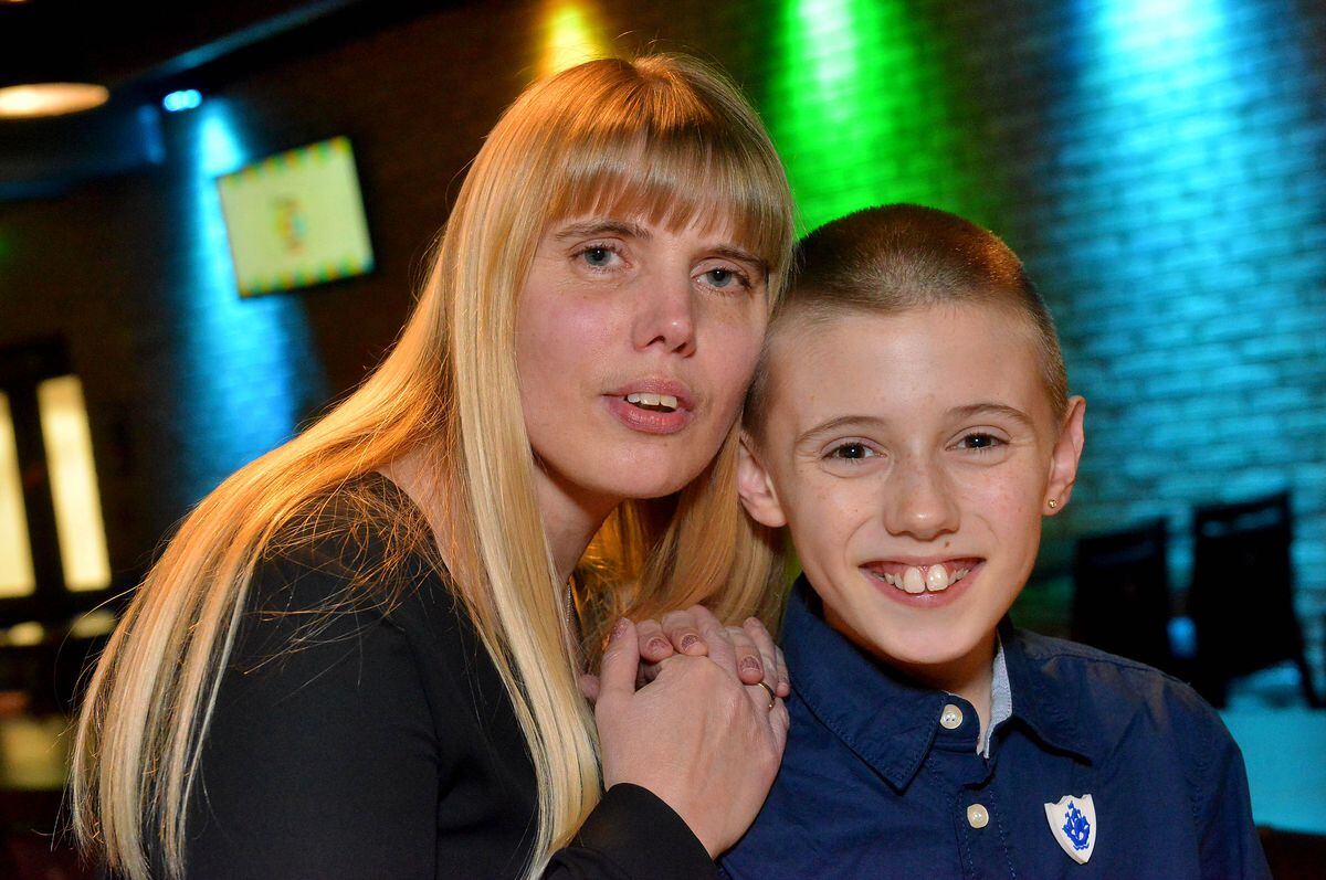 Louis Johnson, 10, from Tettenhall, with mother Teresa