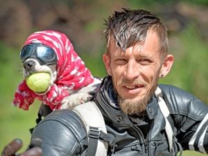 Cannock biker Graham Tranter with his celebrity dog, Dotty