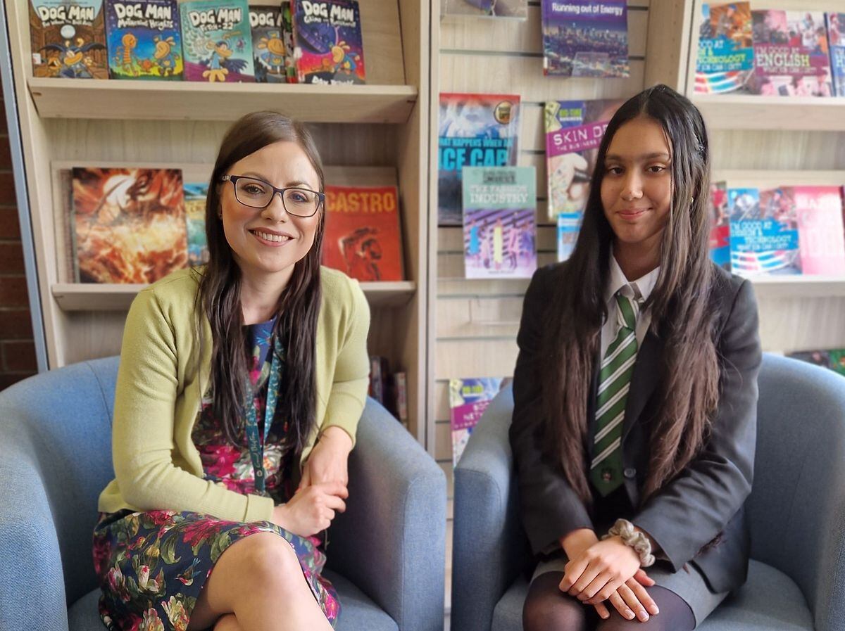 Year 11 student Jaipal Uppal pictured with Zoe Rowley, librarian at Wolverhampton Grammar School