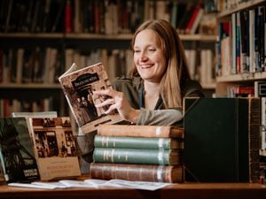 Emma Spenser preparing for Bridgnorth Library’s history week 
