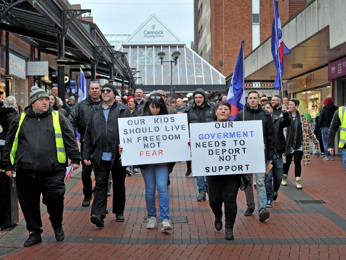 Protesters gathered in Cannock town centre on Saturday