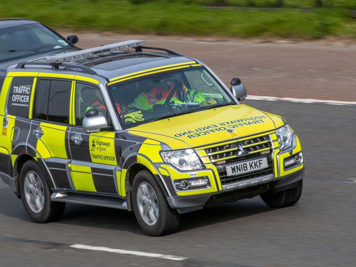 A Highways Agency traffic officer driving on the M6 near Chorley