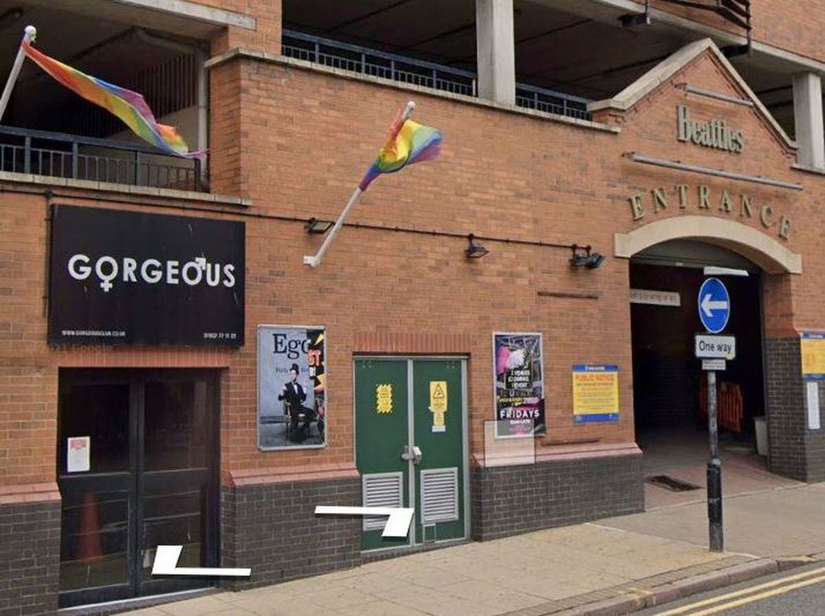 Gorgeous nightclub and the entrance to the former Beatties car park in Skinner Street, Wolverhampton. Photo: Google Street View