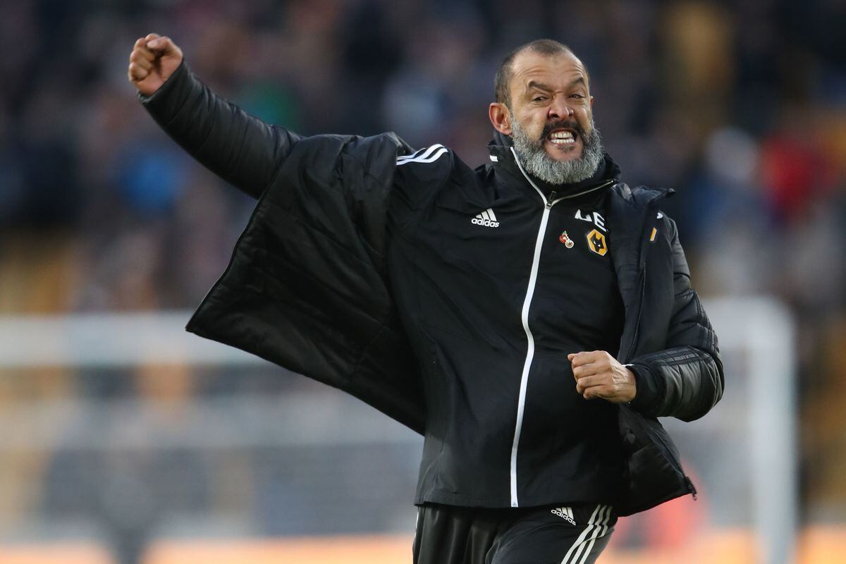 Nuno celebrates Wolves' win against Bournemouth on Saturday