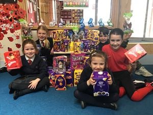 Stourport Primary School pupils with their Easter Eggs