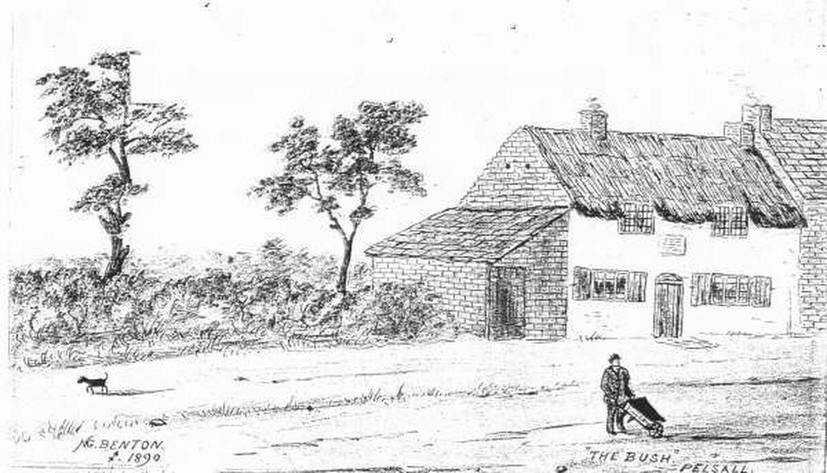 1890s sketch of the Bush Inn in Pelsall 