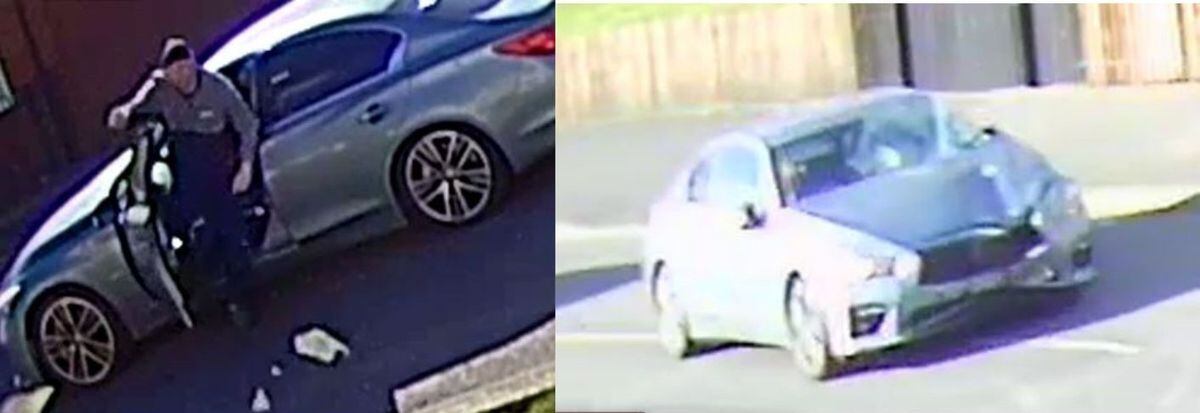 A suspect and the stolen car involved in the hit-and-run