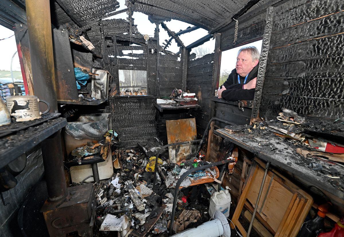 Stu looking at the damage caused by the blaze