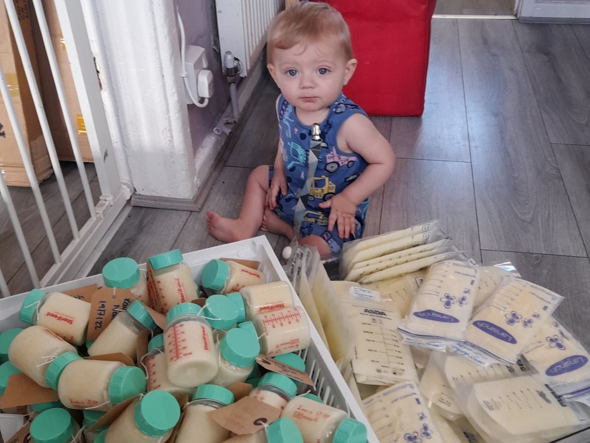 Kayleigh's little boy with their milk donations