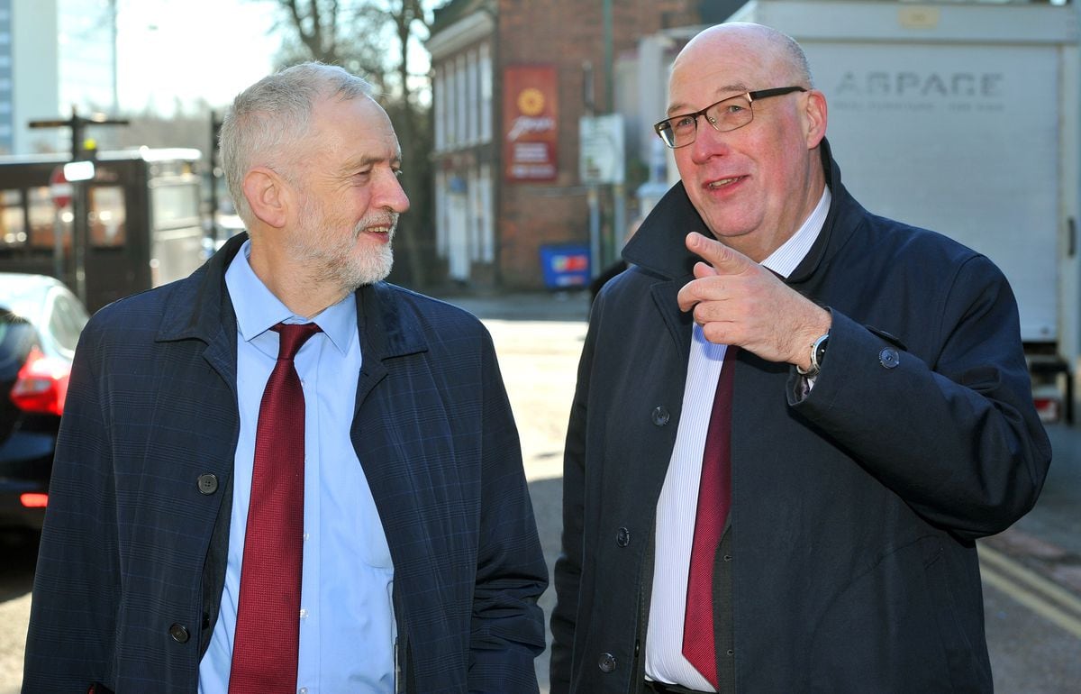 Labour leader Jeremy Corbyn with Sean Coughlan during a visit to Willenhall in 2016