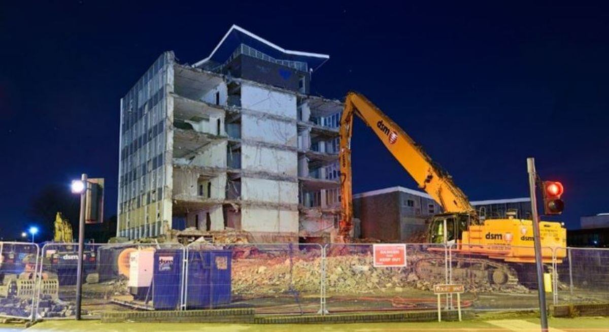 The former Walsall police station in Green Lane being demolished. PIC: BM3 Architecture