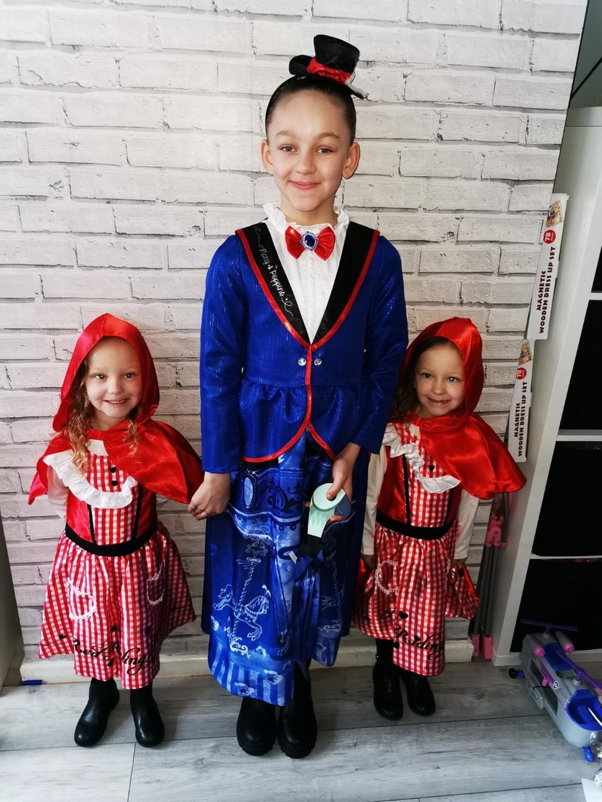 Kayleigh Harrison sent a picture of her twins, five, and their older sister, aged nine. 